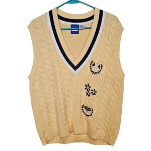 Like New Vintage Tennis Preppy Old Money Chunky Cable Knit V-neck Vest